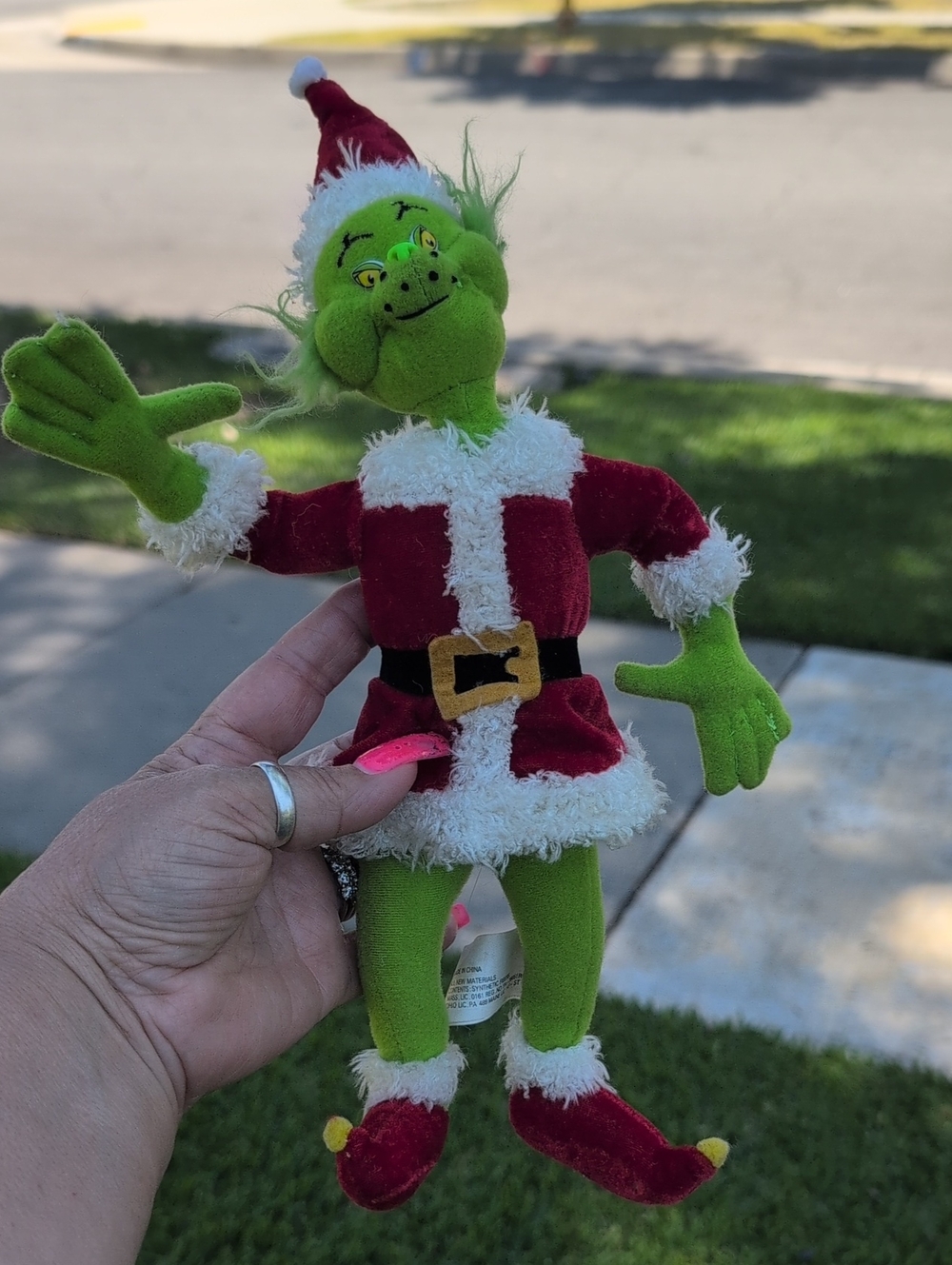 Vintage Nanco Plush The Grinch Holiday Character in Red Santa Outfit